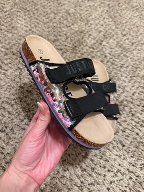 Justice Sequined Velcro Double-Strap Slide On Girls’ Sandals